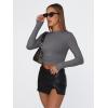imageTrendy Queen Womens Long Sleeve Shirts Basic Tees Crop Tops Going Out Spring 2025 Workout Outfits Y2k ClothesLight Gray
