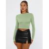 imageTrendy Queen Womens Long Sleeve Shirts Basic Tees Crop Tops Going Out Spring 2025 Workout Outfits Y2k ClothesLight Green