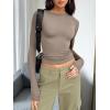 imageTrendy Queen Womens Long Sleeve Shirts Basic Tees Crop Tops Going Out Spring 2025 Workout Outfits Y2k ClothesMocha