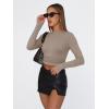 imageTrendy Queen Womens Long Sleeve Shirts Basic Tees Crop Tops Going Out Spring 2025 Workout Outfits Y2k ClothesMocha