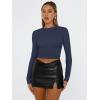 imageTrendy Queen Womens Long Sleeve Shirts Basic Tees Crop Tops Going Out Spring 2025 Workout Outfits Y2k ClothesNavy
