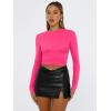 imageTrendy Queen Womens Long Sleeve Shirts Basic Tees Crop Tops Going Out Spring 2025 Workout Outfits Y2k ClothesNeon Pink