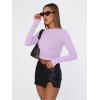 imageTrendy Queen Womens Long Sleeve Shirts Basic Tees Crop Tops Going Out Spring 2025 Workout Outfits Y2k ClothesPurple