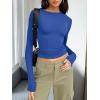 imageTrendy Queen Womens Long Sleeve Shirts Basic Tees Crop Tops Going Out Spring 2025 Workout Outfits Y2k ClothesRoyal Blue