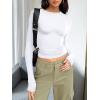 imageTrendy Queen Womens Long Sleeve Shirts Basic Tees Crop Tops Going Out Spring 2025 Workout Outfits Y2k ClothesWhite