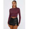 imageTrendy Queen Womens Long Sleeve Shirts Basic Tees Crop Tops Going Out Spring 2025 Workout Outfits Y2k ClothesWine Red