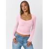 imageTrendy Queen Womens Long Sleeve Shirts Crop Tops Going Out Clothes Cute Sweetheart Neck Workout Fall Fashion Outfits 2025Pink