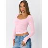 imageTrendy Queen Womens Long Sleeve Shirts Crop Tops Going Out Clothes Cute Sweetheart Neck Workout Fall Fashion Outfits 2025Pink