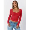 imageTrendy Queen Womens Long Sleeve Shirts Crop Tops Going Out Clothes Cute Sweetheart Neck Workout Fall Fashion Outfits 2025Red