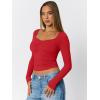 imageTrendy Queen Womens Long Sleeve Shirts Crop Tops Going Out Clothes Cute Sweetheart Neck Workout Fall Fashion Outfits 2025Red