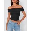 imageTrendy Queen Womens Off The Shoulder Tops Going Out Crop Summer Cute Y2k Shirts Tube Corset Basic Fashion Outfits 2025Black