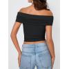 imageTrendy Queen Womens Off The Shoulder Tops Going Out Crop Summer Cute Y2k Shirts Tube Corset Basic Fashion Outfits 2025Black