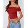 imageTrendy Queen Womens Off The Shoulder Tops Going Out Crop Summer Cute Y2k Shirts Tube Corset Basic Fashion Outfits 2025Red