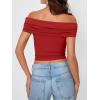 imageTrendy Queen Womens Off The Shoulder Tops Going Out Crop Summer Cute Y2k Shirts Tube Corset Basic Fashion Outfits 2025Red