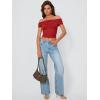 imageTrendy Queen Womens Off The Shoulder Tops Going Out Crop Summer Cute Y2k Shirts Tube Corset Basic Fashion Outfits 2025Red
