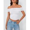 imageTrendy Queen Womens Off The Shoulder Tops Going Out Crop Summer Cute Y2k Shirts Tube Corset Basic Fashion Outfits 2025White