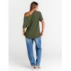 imageTrendy Queen Womens Off The Shoulder Tops Oversized TShirts Short Sleeve Tees Summer 2025 Casual Spring Fashion ClothesArmygreen