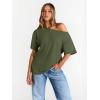 imageTrendy Queen Womens Off The Shoulder Tops Oversized TShirts Short Sleeve Tees Summer 2025 Casual Spring Fashion ClothesArmygreen