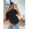 imageTrendy Queen Womens Off The Shoulder Tops Oversized TShirts Short Sleeve Tees Summer 2025 Casual Spring Fashion ClothesBlack