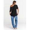 imageTrendy Queen Womens Off The Shoulder Tops Oversized TShirts Short Sleeve Tees Summer 2025 Casual Spring Fashion ClothesBlack