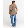 imageTrendy Queen Womens Off The Shoulder Tops Oversized TShirts Short Sleeve Tees Summer 2025 Casual Spring Fashion ClothesCoffeegrey