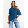 imageTrendy Queen Womens Off The Shoulder Tops Oversized TShirts Short Sleeve Tees Summer 2025 Casual Spring Fashion ClothesDarkblue