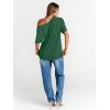 imageTrendy Queen Womens Off The Shoulder Tops Oversized TShirts Short Sleeve Tees Summer 2025 Casual Spring Fashion ClothesDarkgreen