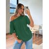 imageTrendy Queen Womens Off The Shoulder Tops Oversized TShirts Short Sleeve Tees Summer 2025 Casual Spring Fashion ClothesDarkgreen