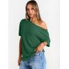 imageTrendy Queen Womens Off The Shoulder Tops Oversized TShirts Short Sleeve Tees Summer 2025 Casual Spring Fashion ClothesDarkgreen
