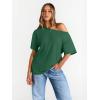 imageTrendy Queen Womens Off The Shoulder Tops Oversized TShirts Short Sleeve Tees Summer 2025 Casual Spring Fashion ClothesDarkgreen