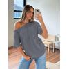imageTrendy Queen Womens Off The Shoulder Tops Oversized TShirts Short Sleeve Tees Summer 2025 Casual Spring Fashion ClothesDarkgrey