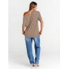 imageTrendy Queen Womens Off The Shoulder Tops Oversized TShirts Short Sleeve Tees Summer 2025 Casual Spring Fashion ClothesKhaki