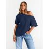 imageTrendy Queen Womens Off The Shoulder Tops Oversized TShirts Short Sleeve Tees Summer 2025 Casual Spring Fashion ClothesNavy