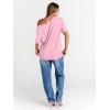 imageTrendy Queen Womens Off The Shoulder Tops Oversized TShirts Short Sleeve Tees Summer 2025 Casual Spring Fashion ClothesPink