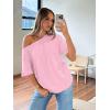 imageTrendy Queen Womens Off The Shoulder Tops Oversized TShirts Short Sleeve Tees Summer 2025 Casual Spring Fashion ClothesPink