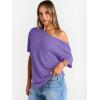 imageTrendy Queen Womens Off The Shoulder Tops Oversized TShirts Short Sleeve Tees Summer 2025 Casual Spring Fashion ClothesPurple