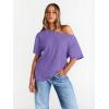 imageTrendy Queen Womens Off The Shoulder Tops Oversized TShirts Short Sleeve Tees Summer 2025 Casual Spring Fashion ClothesPurple