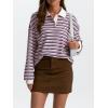 imageTrendy Queen Womens Oversized Striped Polo Sweatshirt