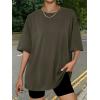 imageTrendy Queen Womens Oversized Summer T Shirts Fashion Workout Plus Size Tops Short Sleeve Beach Vacation Gym Clothes 2025Armygreen