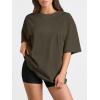 imageTrendy Queen Womens Oversized Summer T Shirts Fashion Workout Plus Size Tops Short Sleeve Beach Vacation Gym Clothes 2025Armygreen