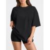 imageTrendy Queen Womens Oversized Summer T Shirts Fashion Workout Plus Size Tops Short Sleeve Beach Vacation Gym Clothes 2025Black