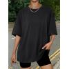 imageTrendy Queen Womens Oversized Summer T Shirts Fashion Workout Plus Size Tops Short Sleeve Beach Vacation Gym Clothes 2025Black