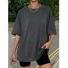 imageTrendy Queen Womens Oversized Summer T Shirts Fashion Workout Plus Size Tops Short Sleeve Beach Vacation Gym Clothes 2025Blackgrey