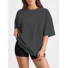 imageTrendy Queen Womens Oversized Summer T Shirts Fashion Workout Plus Size Tops Short Sleeve Beach Vacation Gym Clothes 2025Blackgrey