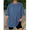 imageTrendy Queen Womens Oversized Summer T Shirts Fashion Workout Plus Size Tops Short Sleeve Beach Vacation Gym Clothes 2025Blue