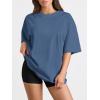 imageTrendy Queen Womens Oversized Summer T Shirts Fashion Workout Plus Size Tops Short Sleeve Beach Vacation Gym Clothes 2025Blue