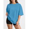 imageTrendy Queen Womens Oversized Summer T Shirts Fashion Workout Plus Size Tops Short Sleeve Beach Vacation Gym Clothes 2025Brightblue