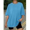 imageTrendy Queen Womens Oversized Summer T Shirts Fashion Workout Plus Size Tops Short Sleeve Beach Vacation Gym Clothes 2025Brightblue