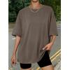 imageTrendy Queen Womens Oversized Summer T Shirts Fashion Workout Plus Size Tops Short Sleeve Beach Vacation Gym Clothes 2025Brown