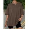 imageTrendy Queen Womens Oversized Summer T Shirts Fashion Workout Plus Size Tops Short Sleeve Beach Vacation Gym Clothes 2025Coffeebrown